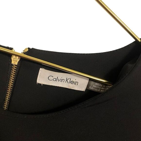 Calvin Klein Black Grommet Bell Sleeve Sheath Dress Size 12 - Picture 4 of 7